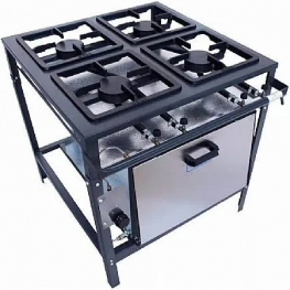 FOGAO INDUSTRIAL 04 BOCAS - LINHA ECONOMICA - (COM FORNO INOX) - ALTA PRESSAO