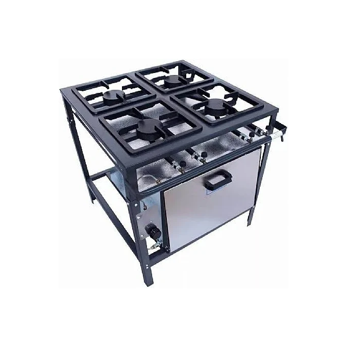 FOGAO INDUSTRIAL 04 BOCAS - LINHA ECONOMICA - (COM FORNO INOX) - ALTA PRESSAO